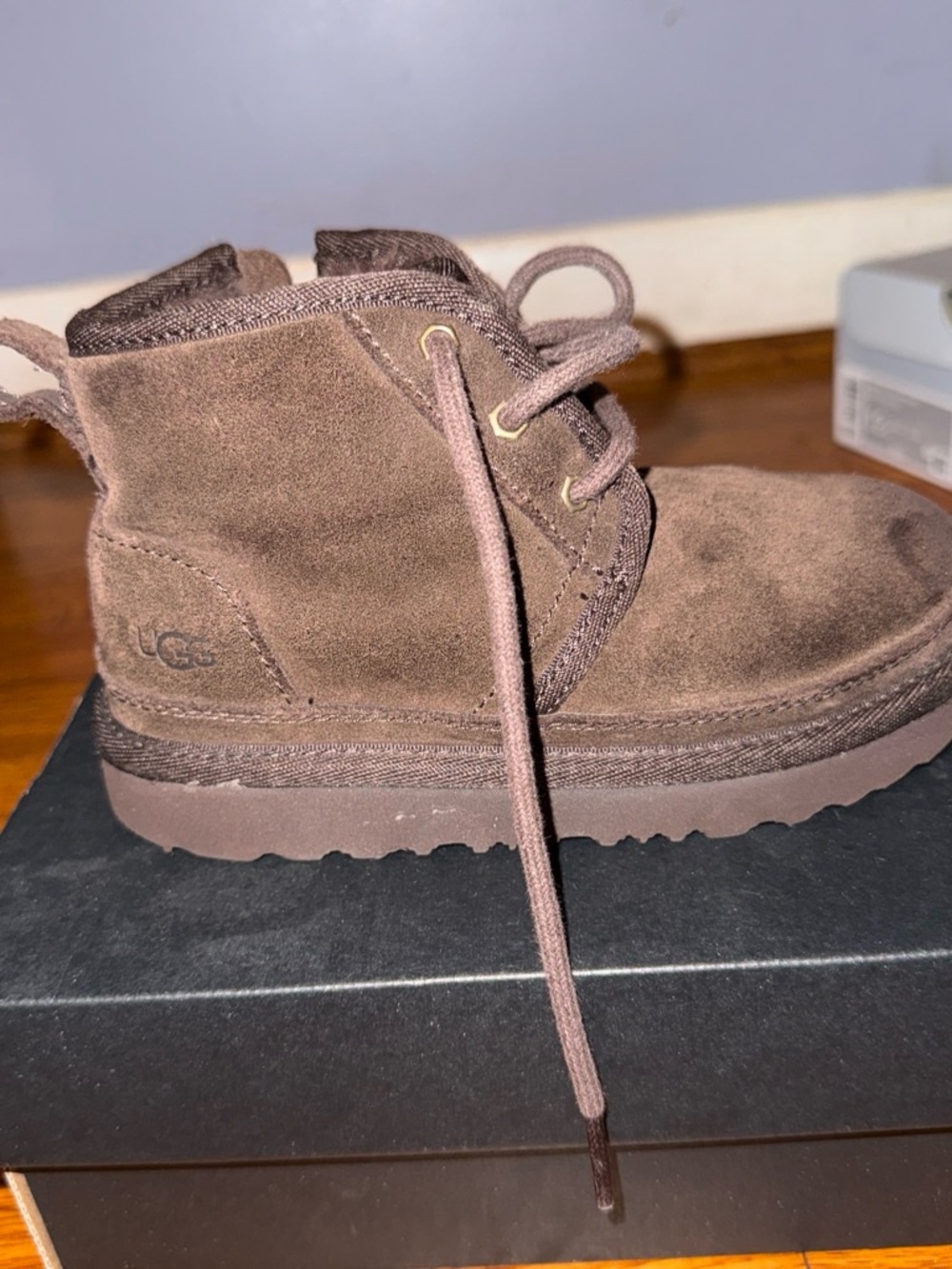 UGG Kids Chocolate Brown Suede Lace-Up Bootie